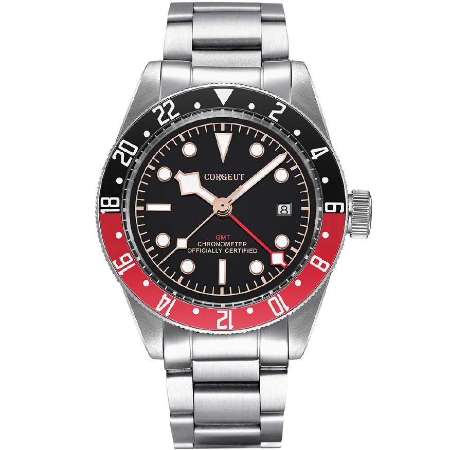 

Corgeut 41mm Watch Man Brand Luxury Men Watches Lume Schwarz Bay GMT Automatic Military Sport Swim Clock Mechanical Wristwatch