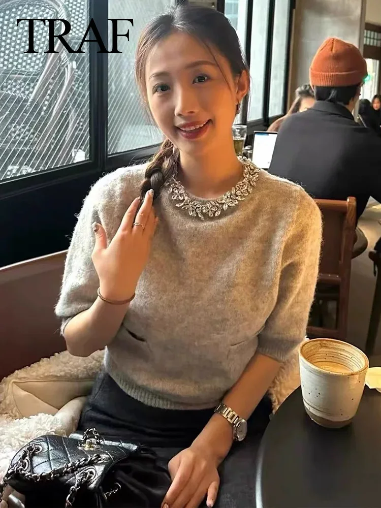 Женский Повседневный пуловер с круглым вырезом и длинным рукавом