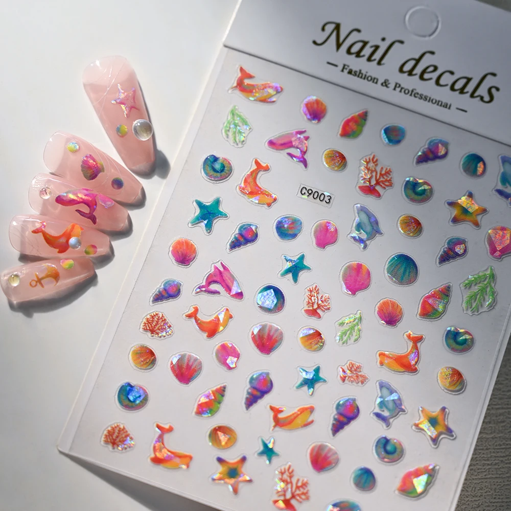 1 шт. Летняя Пляжная блестящая наклейка в виде дельфина ракушки морской звезды