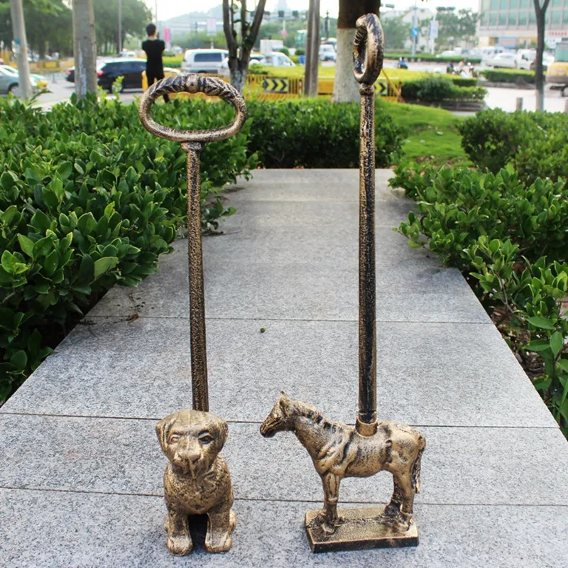 Dog Door Stopper Metal Door Decorative Cute Animal Statue Doorstops Antique Style Windproof Door Holder