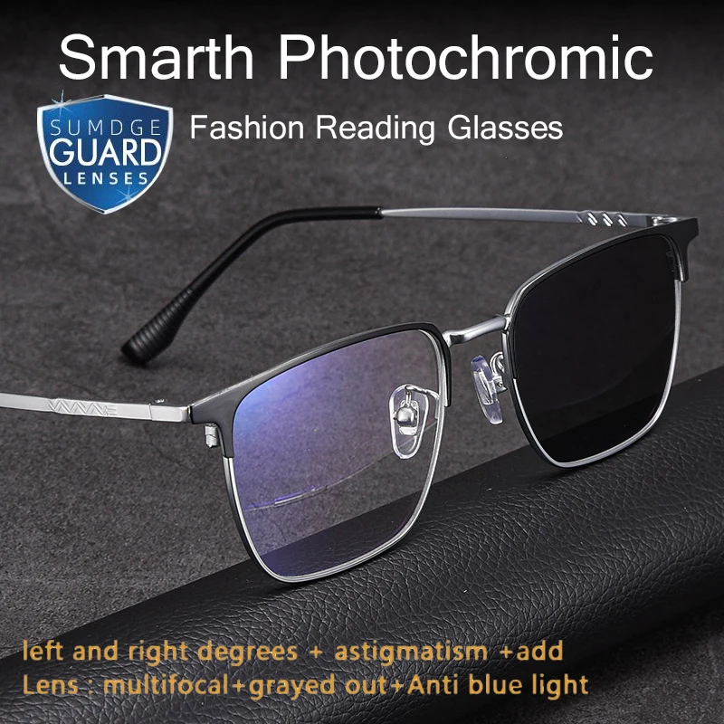 

Outdoor Sports Photochromic Reading Glasses Women Men Anti-Blue Ray Lense High-Grade Hyperopia Eyeglasses Diopter +0 To +6.0
