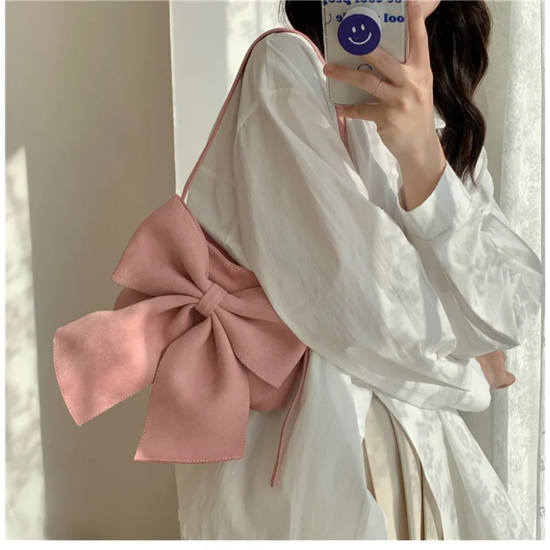 Elegant Women's Bow Underarm Bag Designer Leather Shoulder  Bags for Women 2023 New Fashion Lady Purses and Handbags Luxury