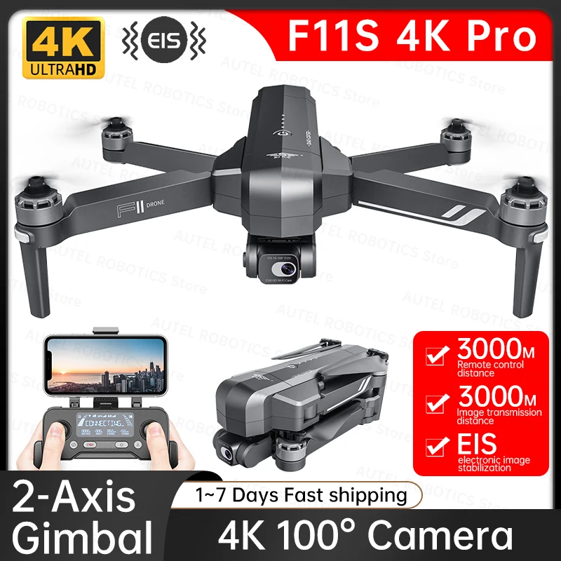 

Дрон SJRC F11S 4K PRO, складной Квадрокоптер с HD камерой, GPS, Wi-Fi, EIS, 2-осевой, Gimbal F11, 4K, профессиональный, 3 км