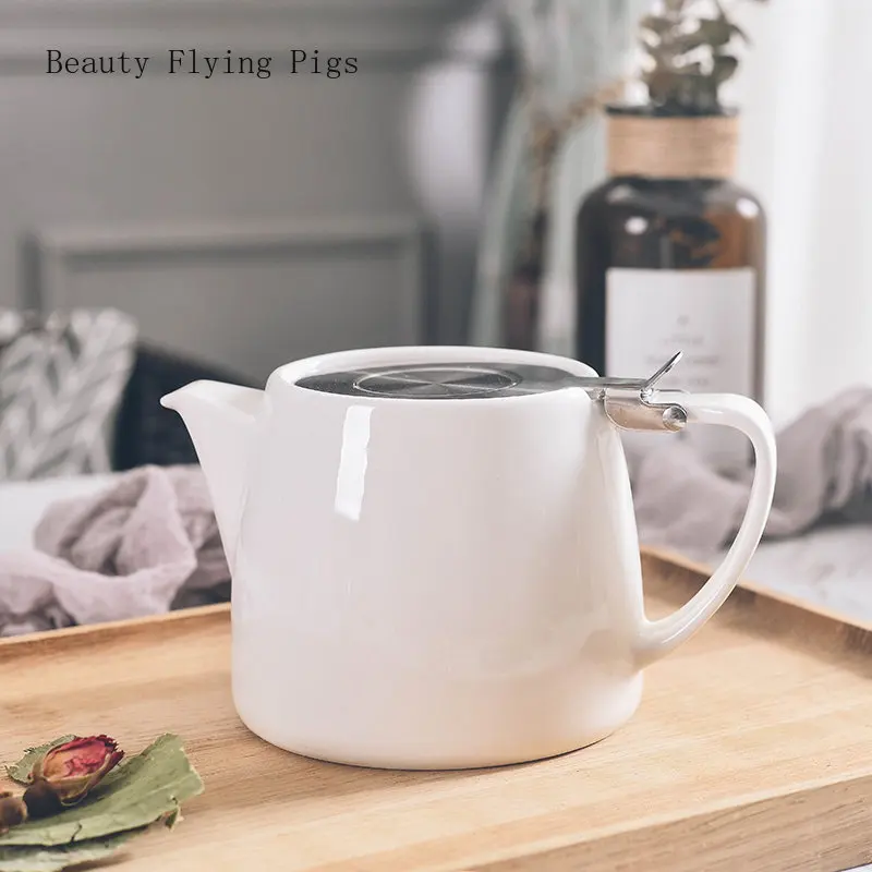 White (2-3 Cups) - China Made - Stainless Steel Lid And Extra-fine Infuser To Brew Loose Leaf Tea - 620ml