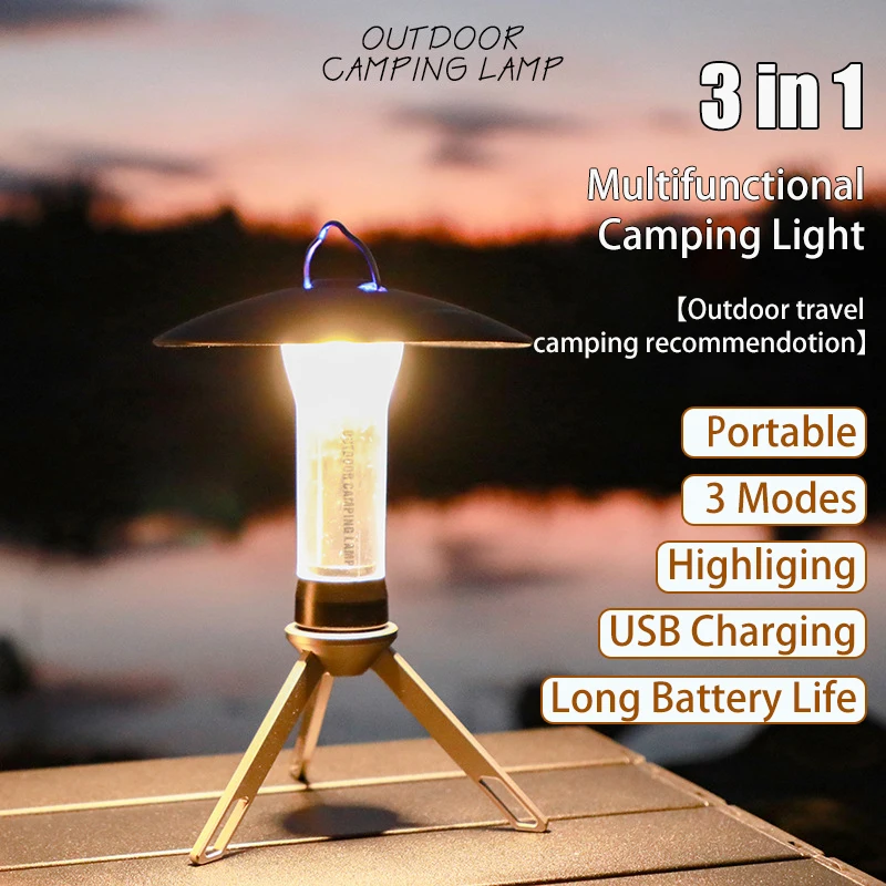 

Magnetic Rechargeable Camping Lantern - Portable 3 Lighting Modes Outdoor LED Flashlight for Camping and Hiking