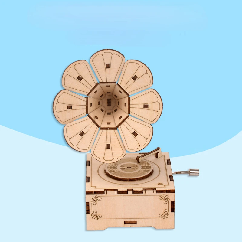 Креативный DIY материал ручной работы упаковка граммофон деревянная Музыкальная шкатулка украшения Ретро музыкальная шкатулка