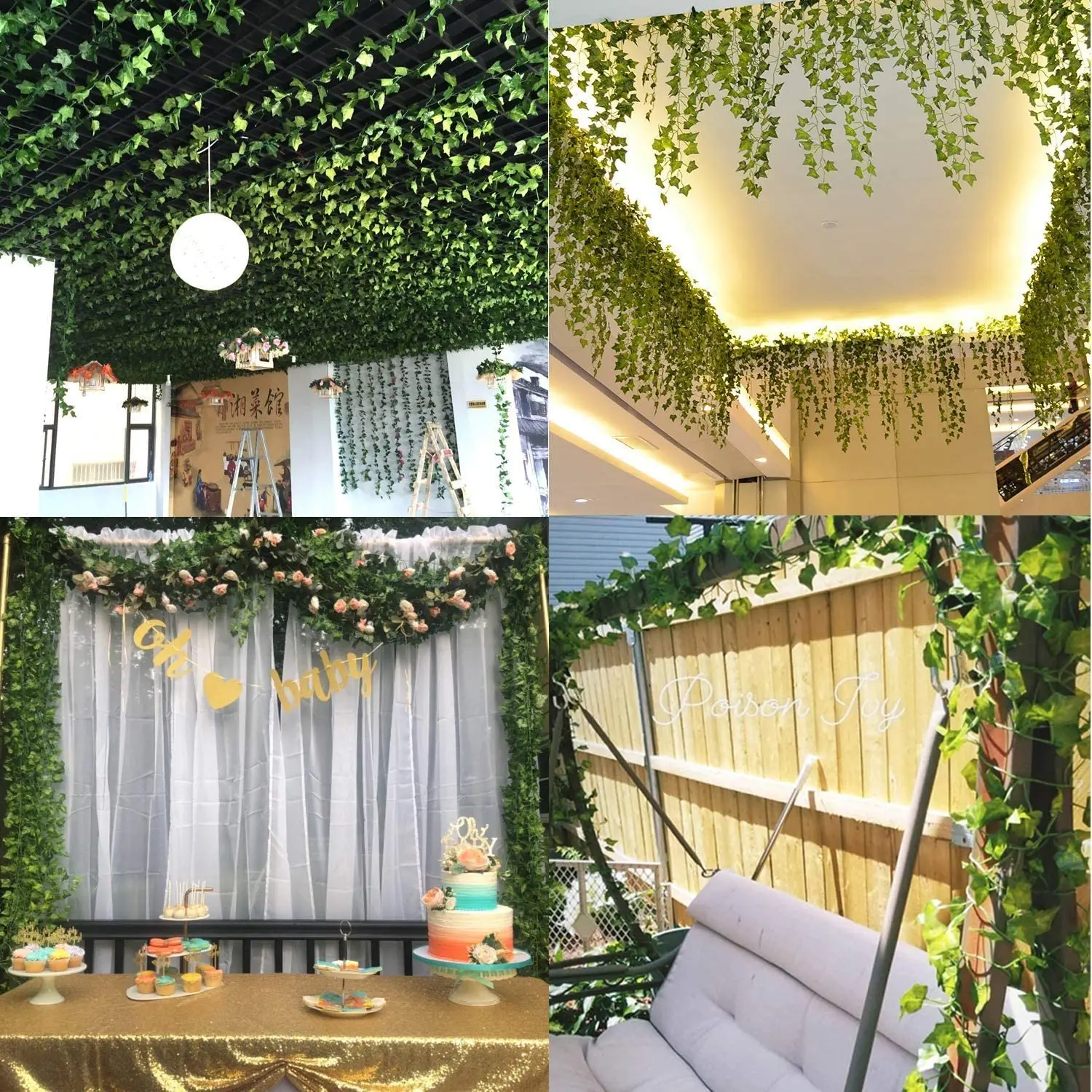 240cm Leaf Vine Artificial Hanging Plants Liana Silk Fake Ivy Leaves for Wall Green Garland Decoration Home Decor Party Vines