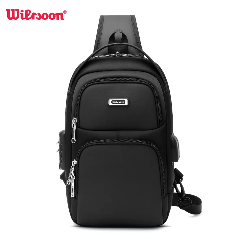 

WIERSOON Hot Chest Bag New Anti-thief Men Crossbody Bag Waterproof Shoulder Bags USB Charging Short Trip For Male Travel Pack