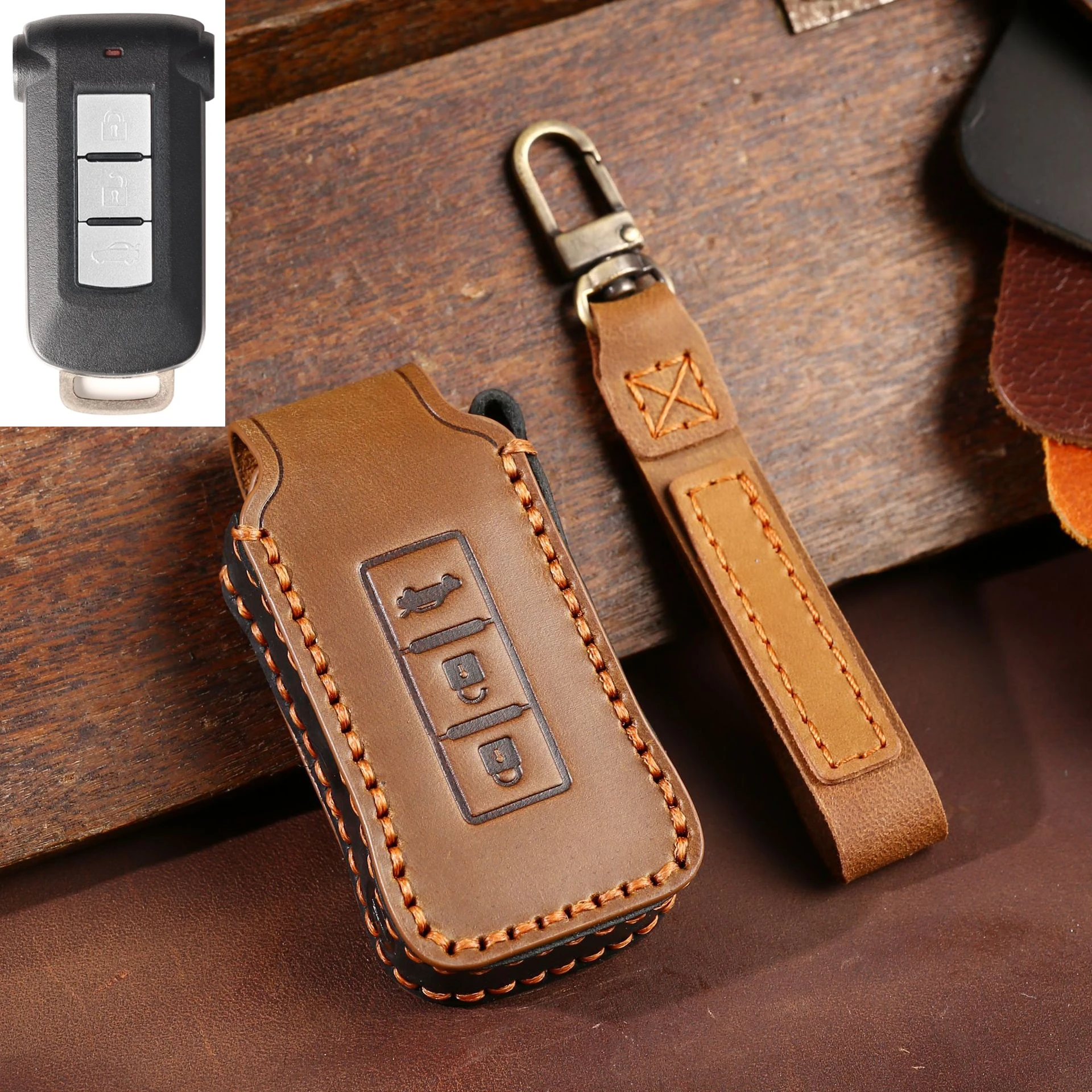 

Кожаный чехол для автомобильного ключа чехол для Mitsubishi Delica D5 для Mitsubishi Outlander 2014 Pajero Delica аксессуары сумка