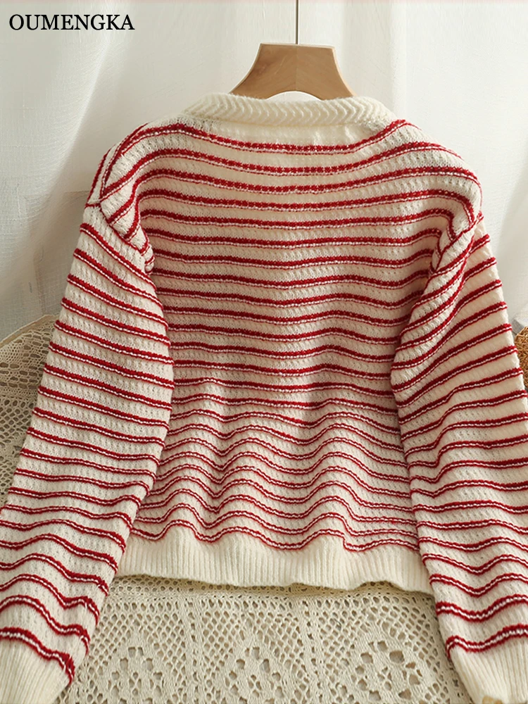 Модный милый Стильный вязаный короткий кардиган OUMENGKA свитер с длинными рукавами