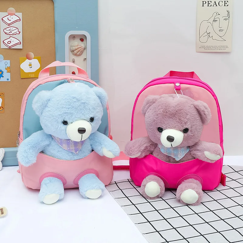 Personalised Kids Bear Backpack Preschool Toddler Backpack Custom Your Name 3D Cute Animal Children Backpacks for Boys Girls