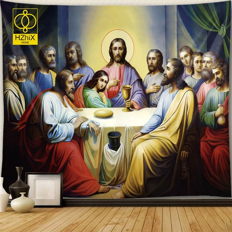 

Christ Jesus Tapestry Last Supper Easter Catholic Religion Wall Hanging Home Bedroom Dorm Decor Large Cloth Fabric Tapestries