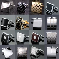 luxury quality cufflinks for mens silver cuffs retro metal cuff links square mens french shirt cufflinks wedding jewelry gifts