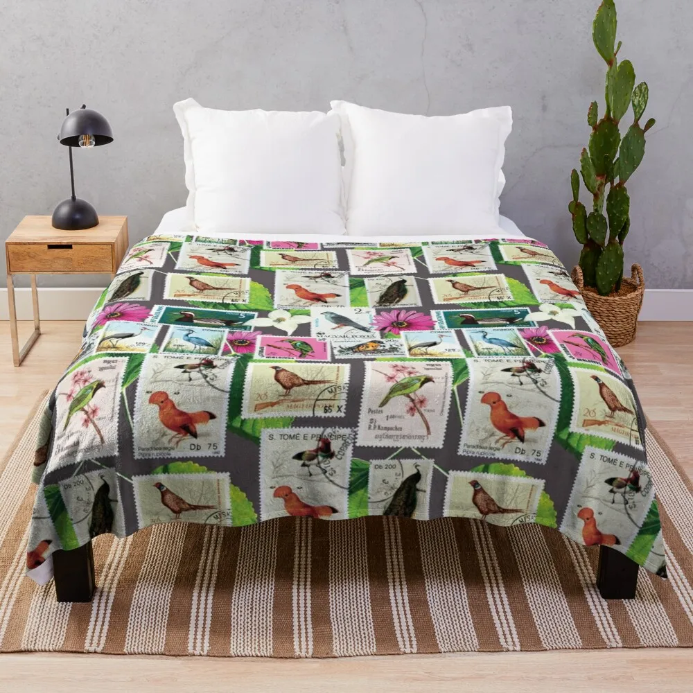 

Bird Stamps I Throw Blanket Beautiful Blankets