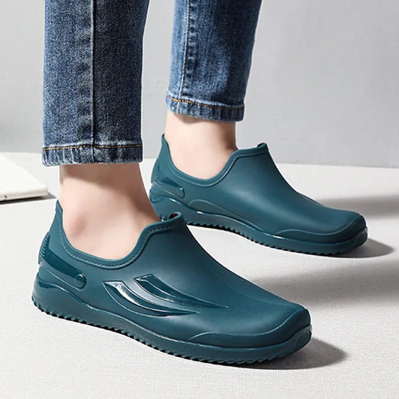 Новые женские модные неглубокие ботинки из ПВХ Нескользящие водонепроницаемые