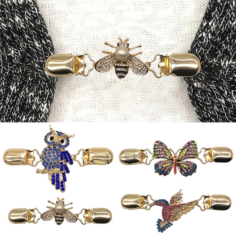 Винтажная Женская Брошь для шали зажим свитера бриллиантовая птица воротника