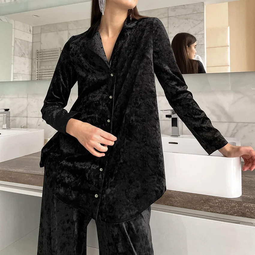 Winter Autumn Women's Sleepwear Set Velvet Pajamas Set 2 Pieces Set Homewear Sleepwear Nightgown Fashion Home Clothing