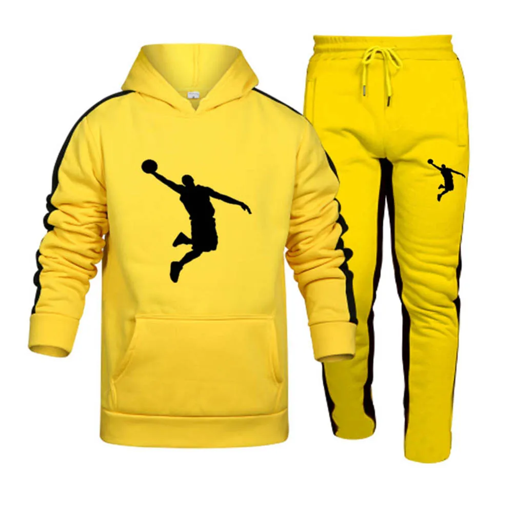 Autumn and Winter Tracksuit Men 2 Pieces Set Sweatshirt + Sweatpants Sportswear Hoodies Casual Mens Clothing Hoodies Suit