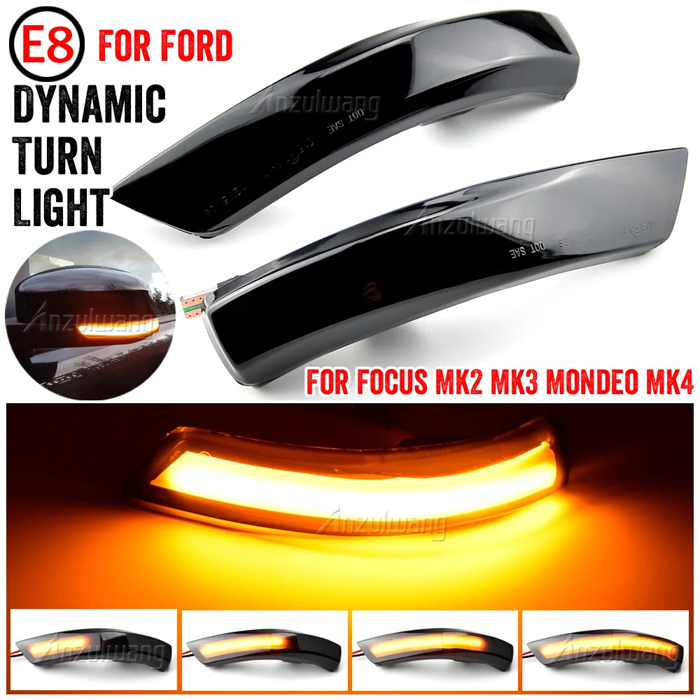 

2pcs Flowing Side Wing Rearview Mirror Indicator Blinker For Ford Focus 2 3 Mk2 Mk3 Mondeo Mk4 LED Dynamic Turn Signal Light