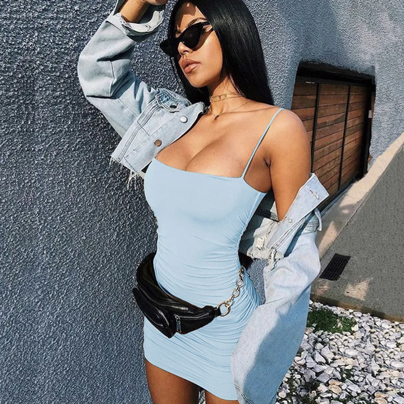 

Dress Women Summer Sling Tight Mini Dresses Fold Bag Hip Sexy Nightclub Clothes White Strapless Slim Short Dress Female Clothing