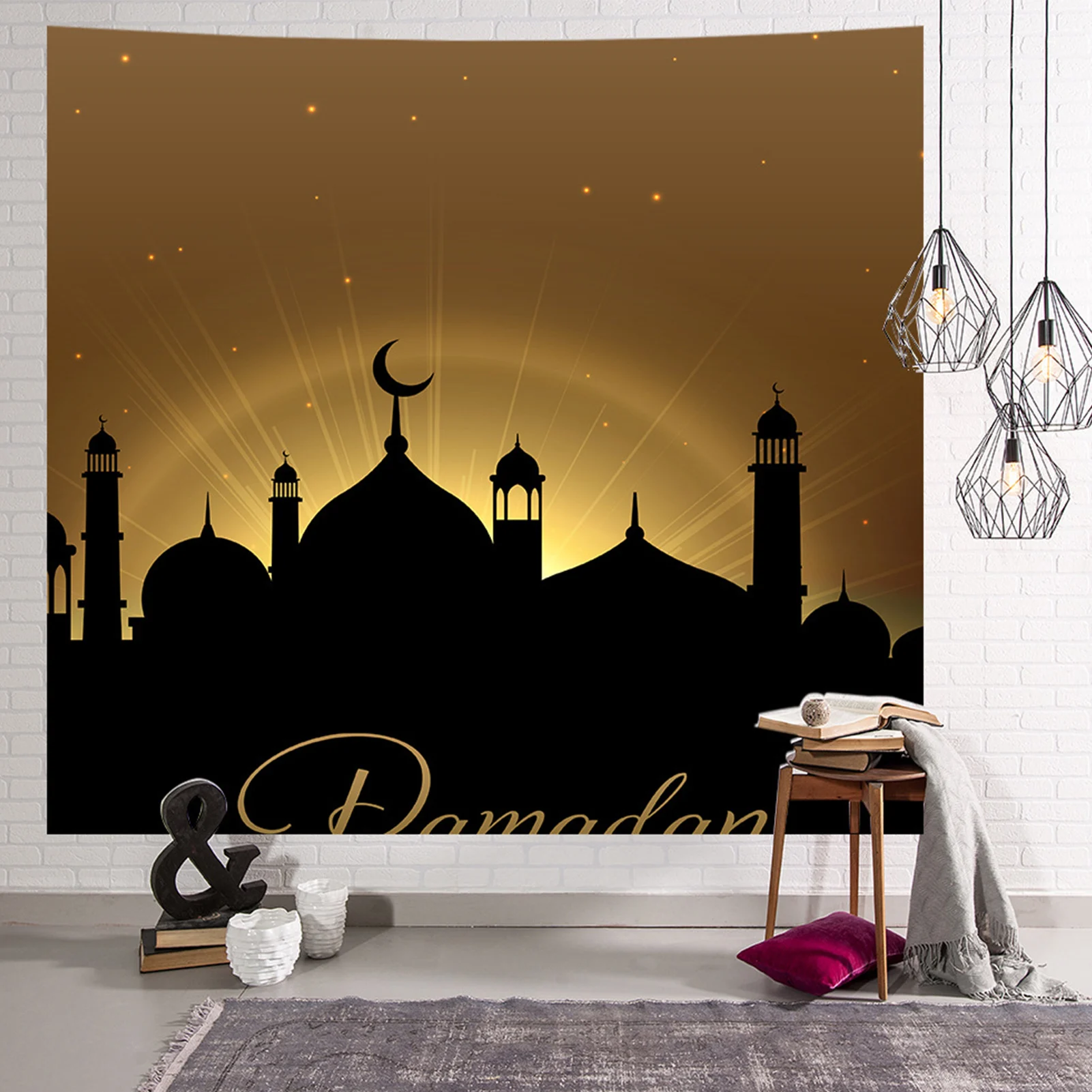 

Islamic Ramadan Photography Backdrop Eid Mubarak Background Cloth Mysterious Muslim Ornament Arab Tapestry For Photography Kids