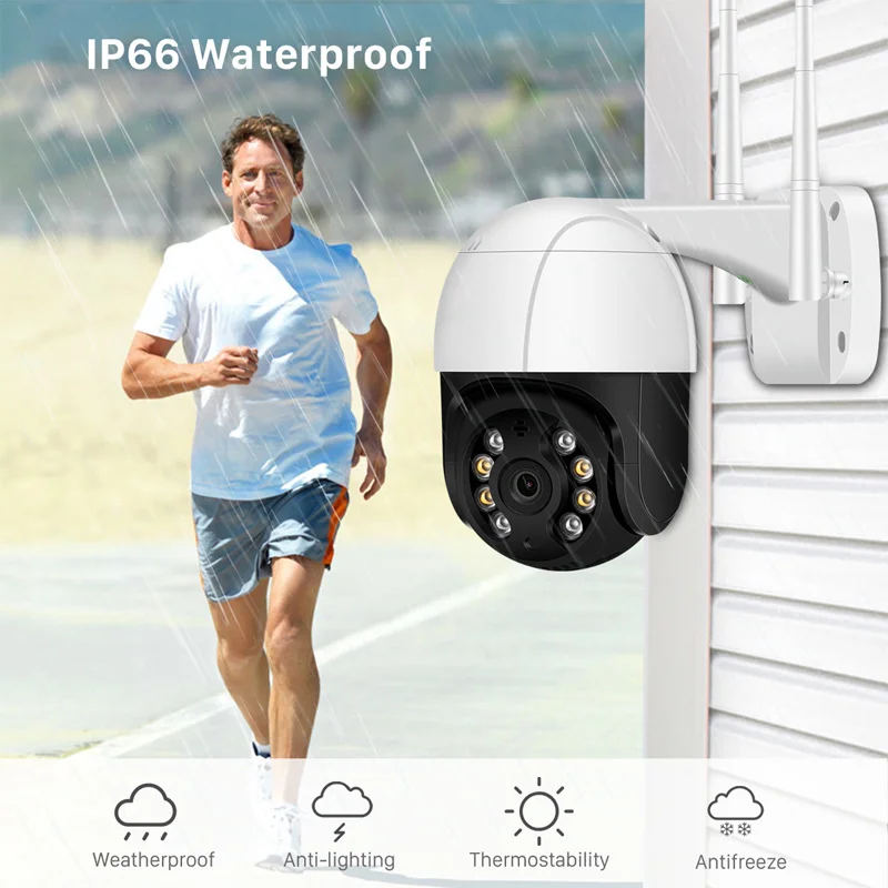 

Two-way Voice Color Night Vision 1080P PTZ Wifi IP Camera Outdoor Rainproof 4X Digital Zoom AI Human Tracking HD Wireless Camera