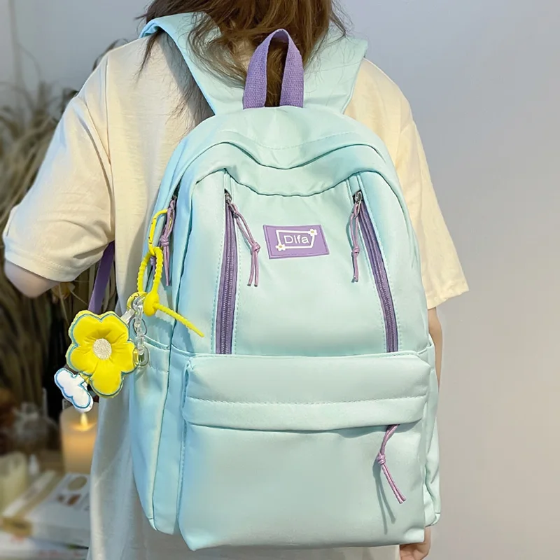 

Модный женский зеленый нейлоновый рюкзак для колледжа, школьный ранец, модная дорожная сумка для книг для девушек, Женский студенческий пор...