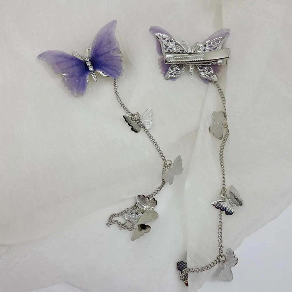 

2Pcs Butterfly Tassel Hairpins For Women Korean Elegant Metal Long Hair Clips For Women Antique Party Festival Hair Accessories