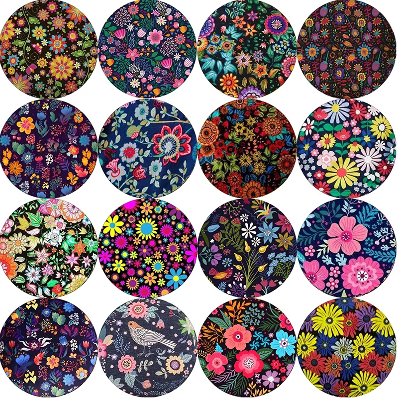 

Polish Folk Art Patterns Classical Flower Print 12mm/14mm/16mm/18mm/20mm/25mm Glass Cabochon Flat Back Making Findings