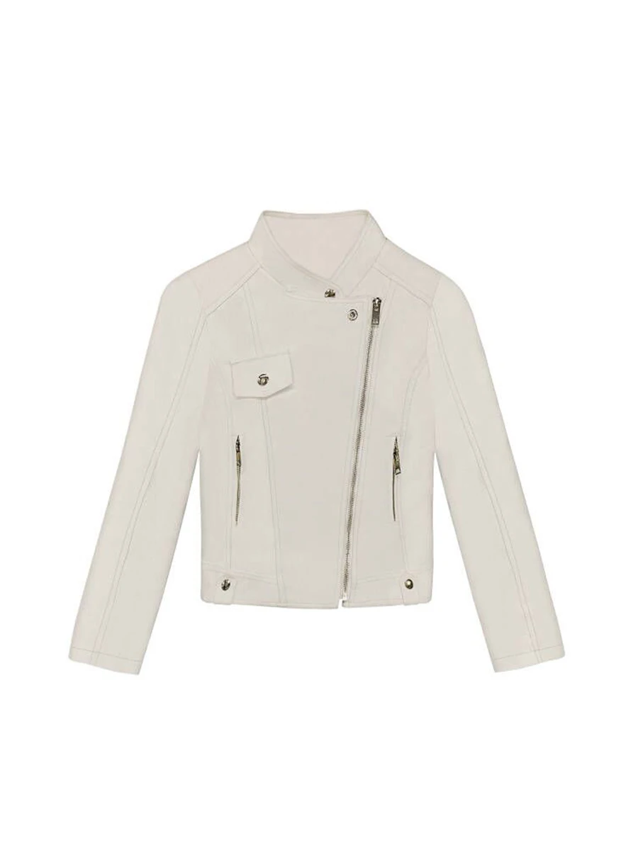 Fashion Coat Short PU Leather Long Sleeve Pu Leather Skinny Slim Jacket Top Women's Loose Cardigan Women's Autumn