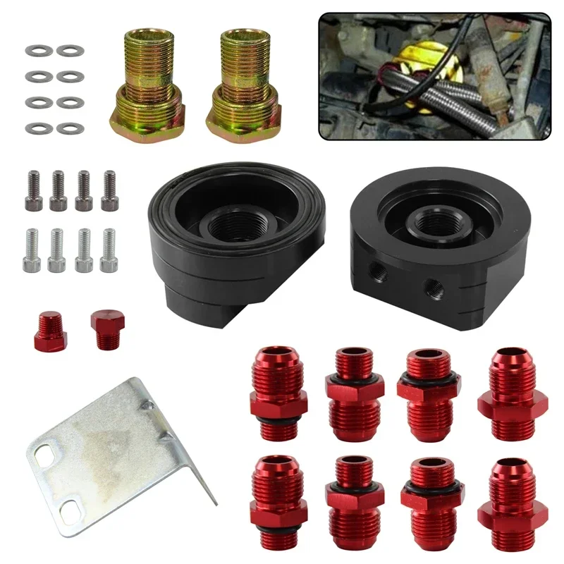 

Универсальный AN10 и AN8 M20 * 1,5 и 3/4 "-16 UNF, радиатор масляного фильтра, переходник для сэндвич-пластины, черный/красный