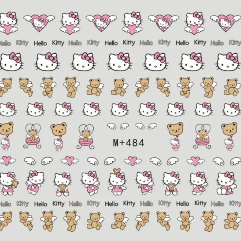 Sanrio 3D Hello Kitty мультяшные наклейки для ногтей модные украшения милые черные