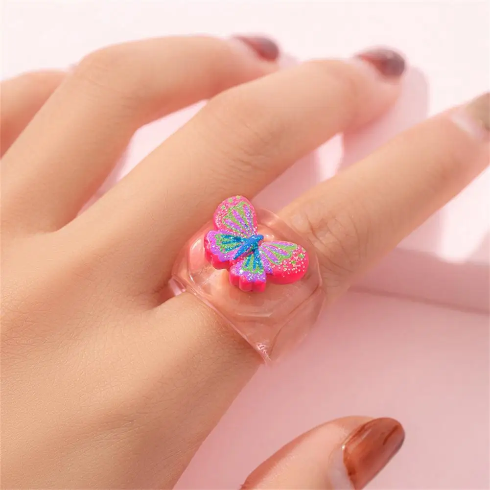 

Lightweight Round Edge Unique Colorful Multi-style Resin Ring for Girls