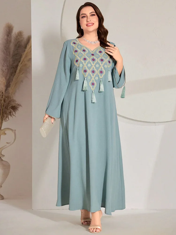 Ид Джеллаба абайи с кисточками и вышивкой для женщин 2024 мусульманское платье