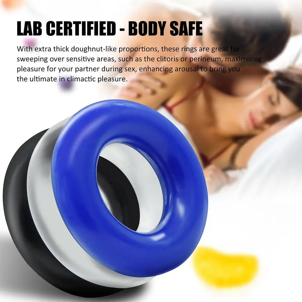 

Soft Stretchy Donut Cock Rings Waterproof Silicone Ring Relax 3 Seamless Same Size Different Color Toys