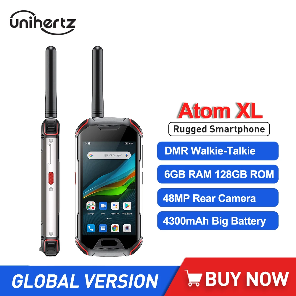 Unihertz Atom XL IP68 Rugged Waterproof Cellphones 6GB 128GB Android 10 Mobile Phone DMR Walkie-Talkie Smartphone 4300mAh NFC