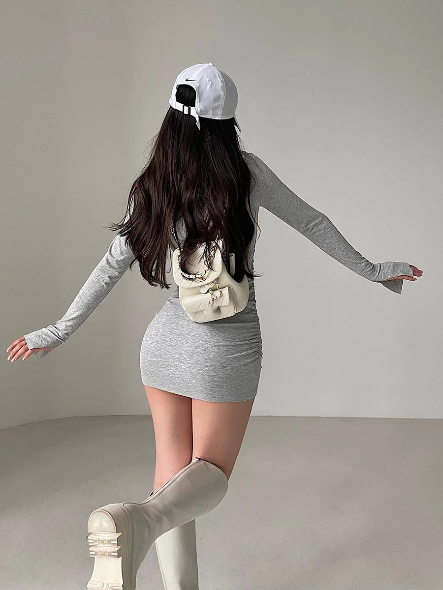 Женское сексуальное облегающее платье GAGA с капюшоном и длинным рукавом