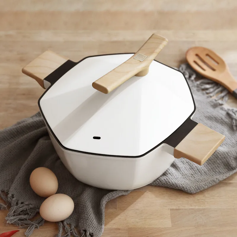 

Простой и креативный шестиугольный котелок для супа с кленовыми листьями, бытовая неприлипающая кастрюля, стандартная кастрюля для тушения