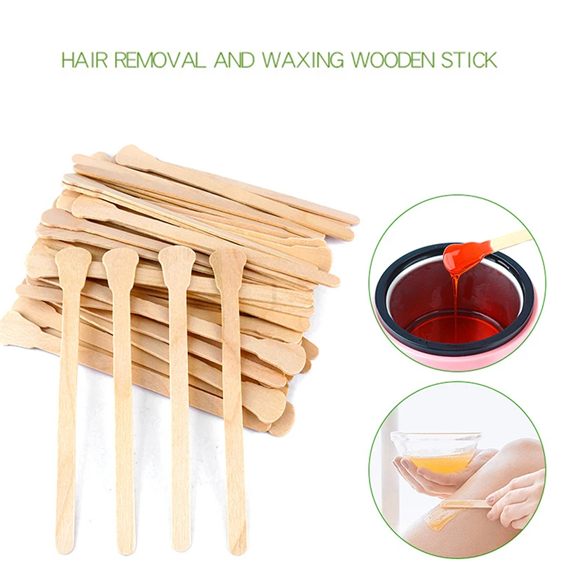 

100pcs/pack Disposable Wooden Waxing Stick Face Eyebrows Nose Body Hair Removal Stick Applicator Stick Beauty Tool Smooth Skin