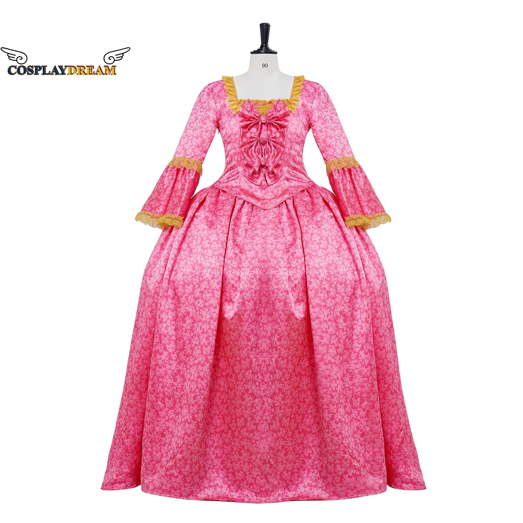 Бальное платье в викторианском стиле рококо 18-го века красное Цветочное