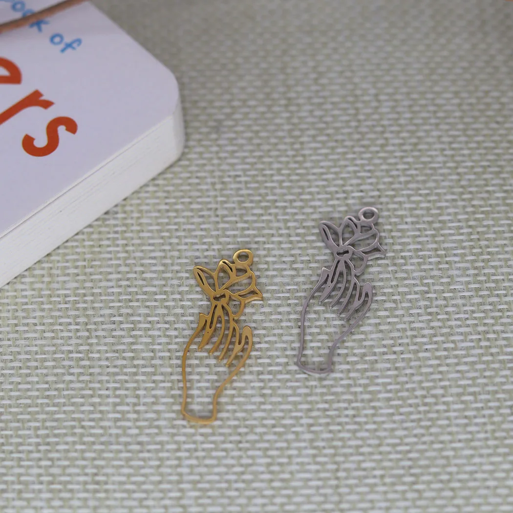 

3 шт./партия, подвески из нержавеющей стали с изображением рук и цветов