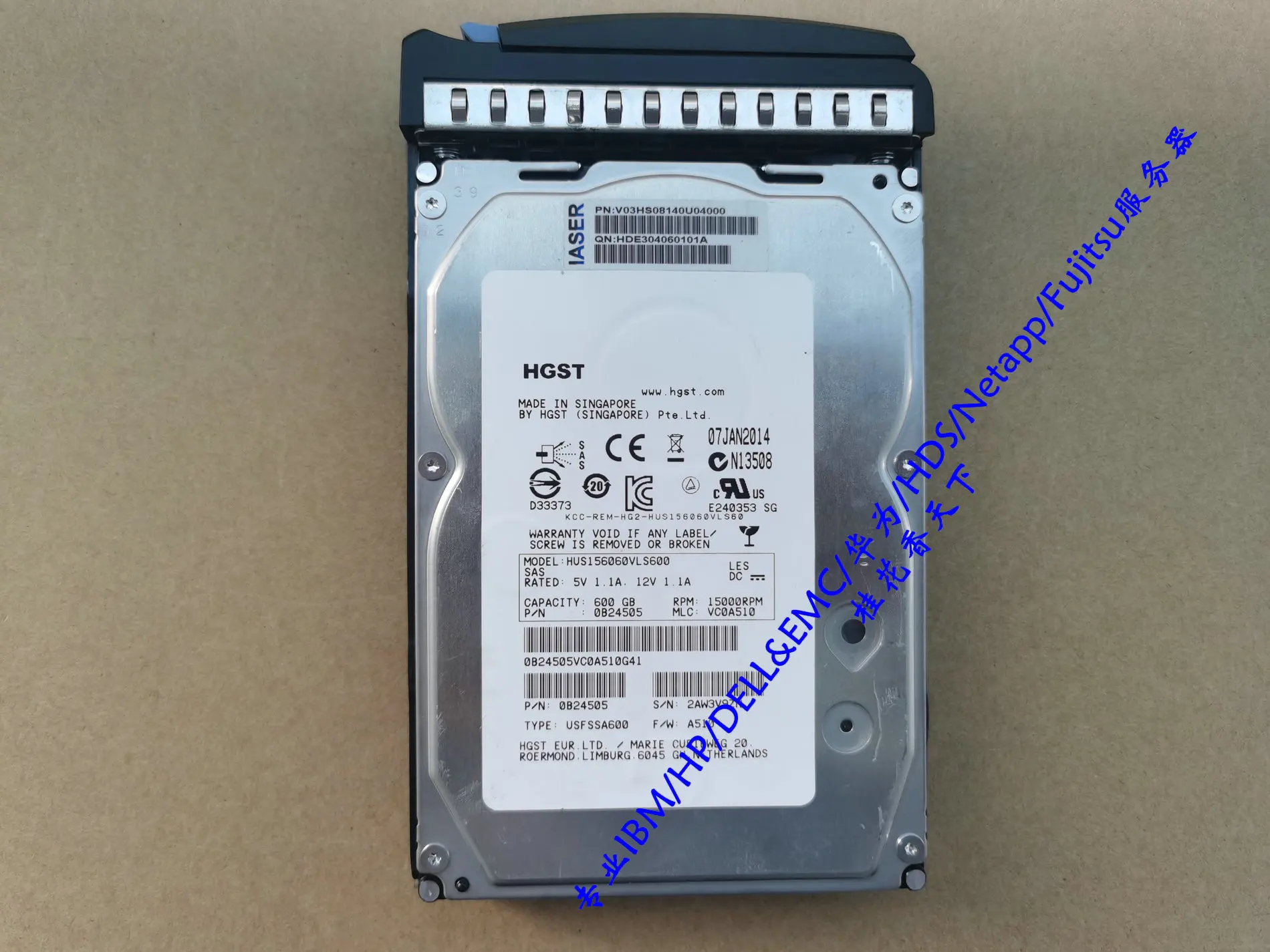 

Inspur/Inspur Server Hard Disk 600G 15K SAS 3.5 -inch Hus156060VLS600