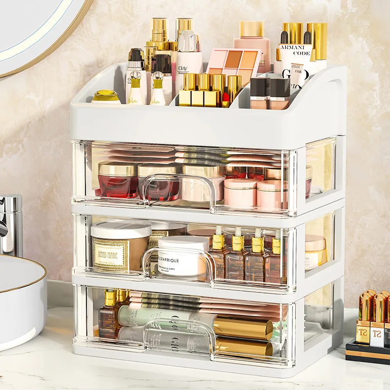 

Desktop Makeup Drawer Type Cosmetic Storage Box Make Up Case Brush Holder Lipstick Skincare Makeup Tables Organizer