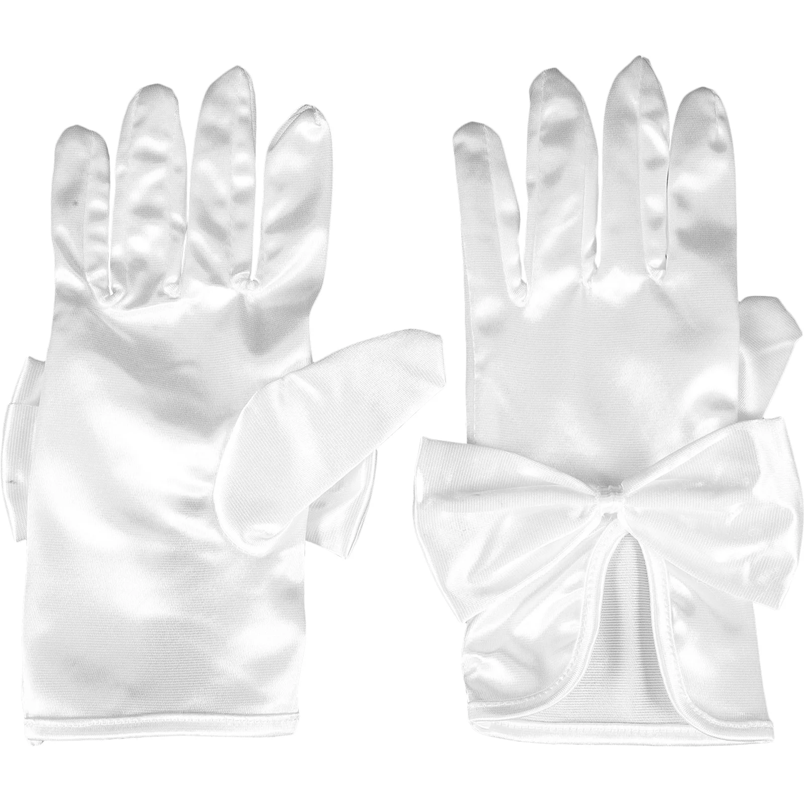 

1 Pair Bride Gloves Wedding Bridal Gloves Bride Satin Gloves Women Bowknot Gloves for Prom Tea Party