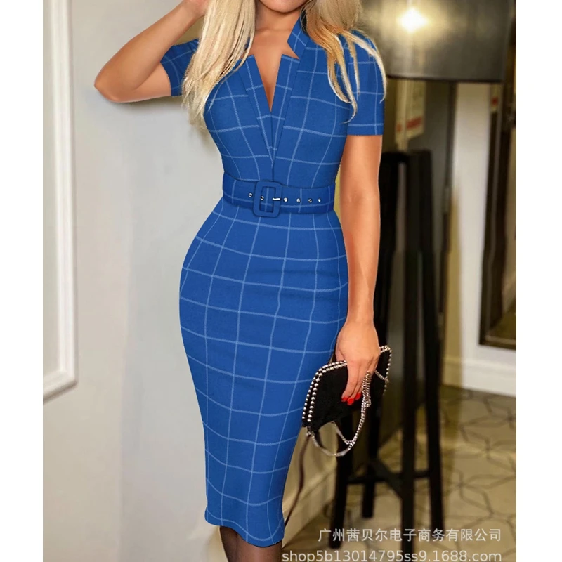 

Женское платье, Осеннее облегающее платье с принтом, коротким рукавом и высокой талией, женское модное платье с длинным рукавом и V-образным ...