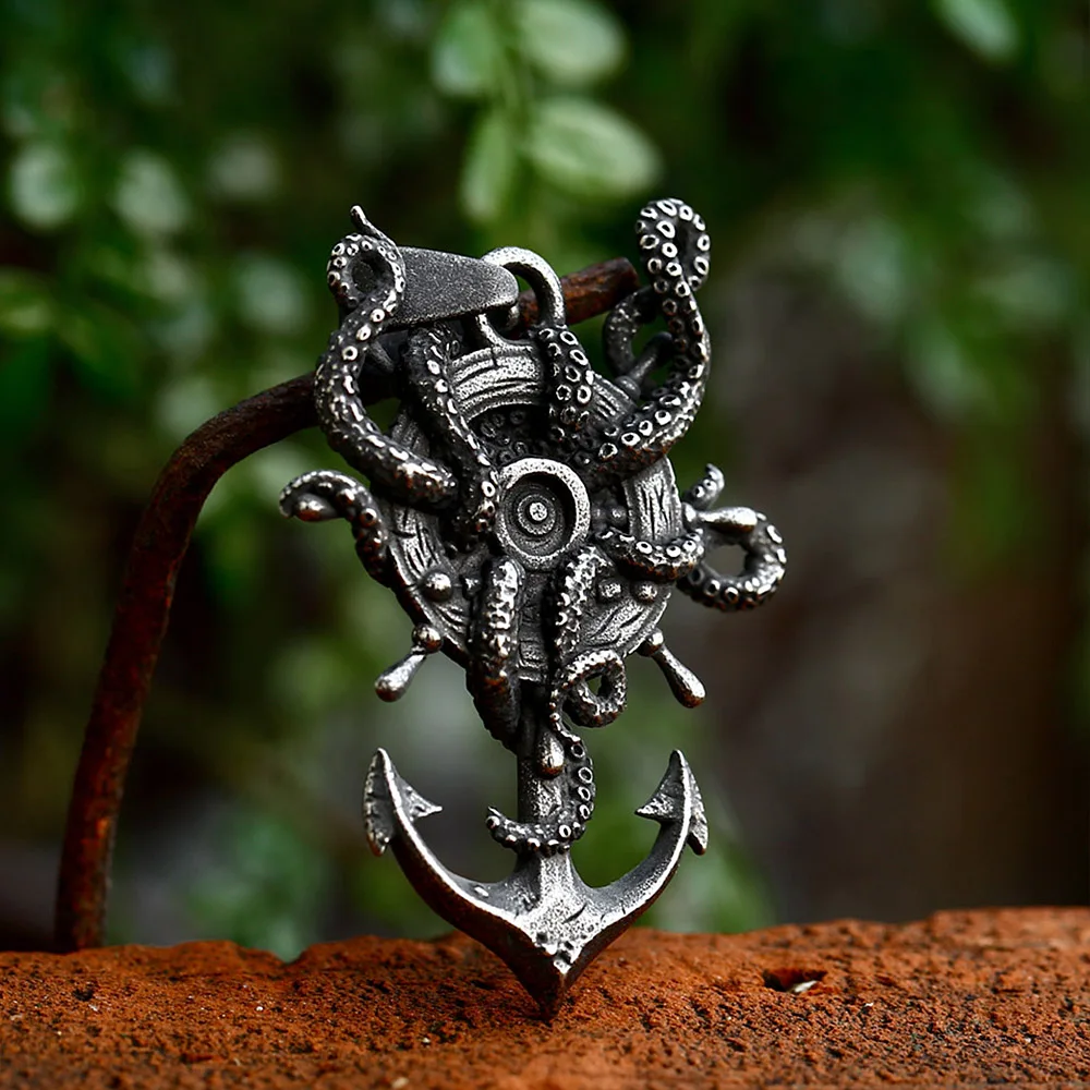 

Black Vintage Anchor Pendants For Men Stainless Steel Octopus Necklace Cthulhu Punk Unique Amulet Jewelry Gift Dropshipping