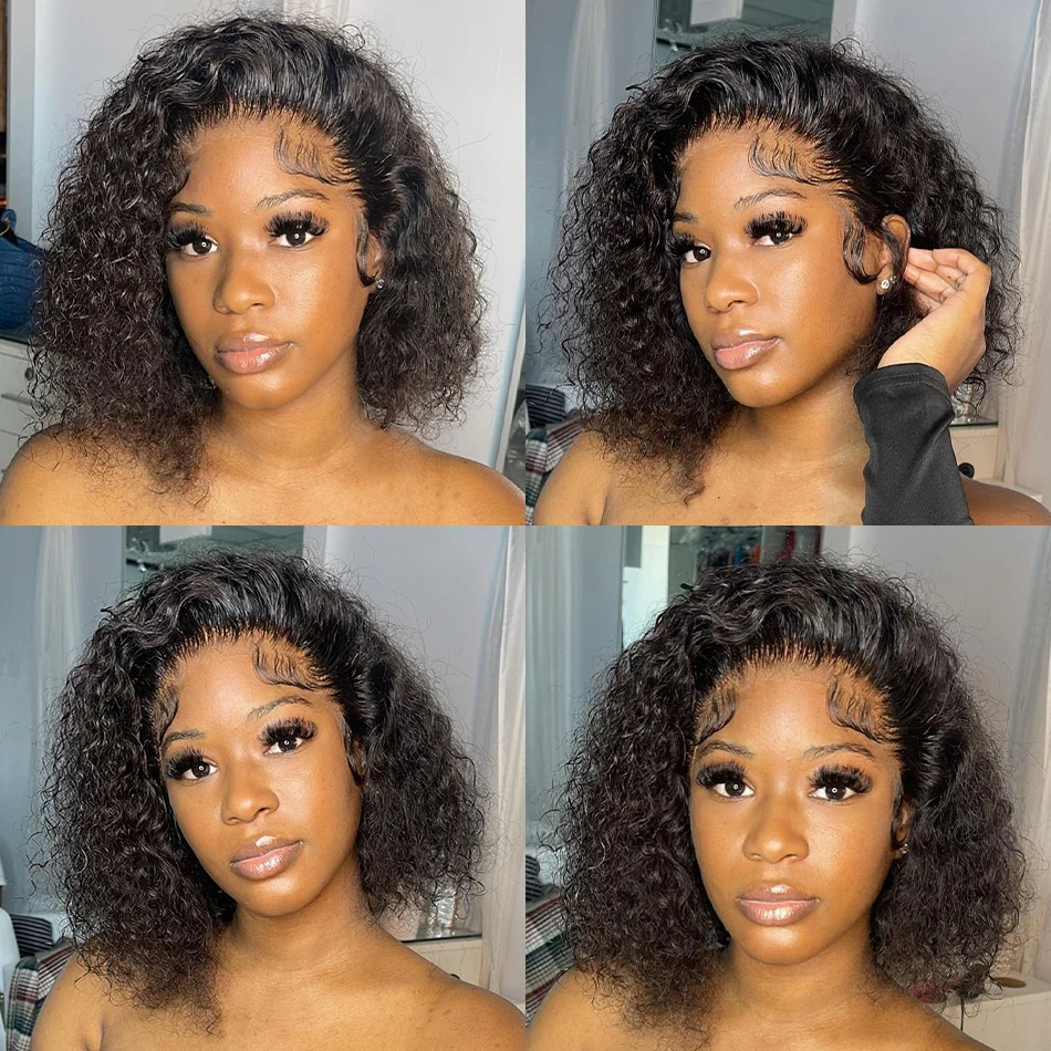 180% Плотность короткий Боб прозрачная T Часть Кружевной передний парик