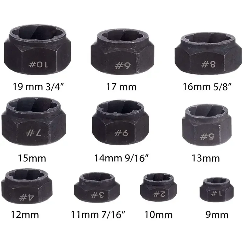 10 шт. набор черных гаек для извлечения сломанных болтов и