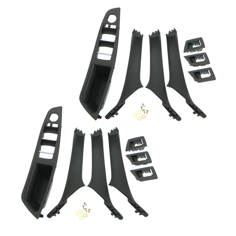 

2 Set RHD Car Interior Door Handle Inner Door Panel Pull Trim Cover For -Bmw 5 Serie F10 F11 520 525 Black
