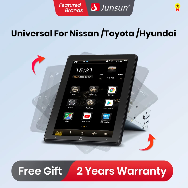 Универсальная Автомагнитола Junsun мультимедийный плеер с поворотным экраном